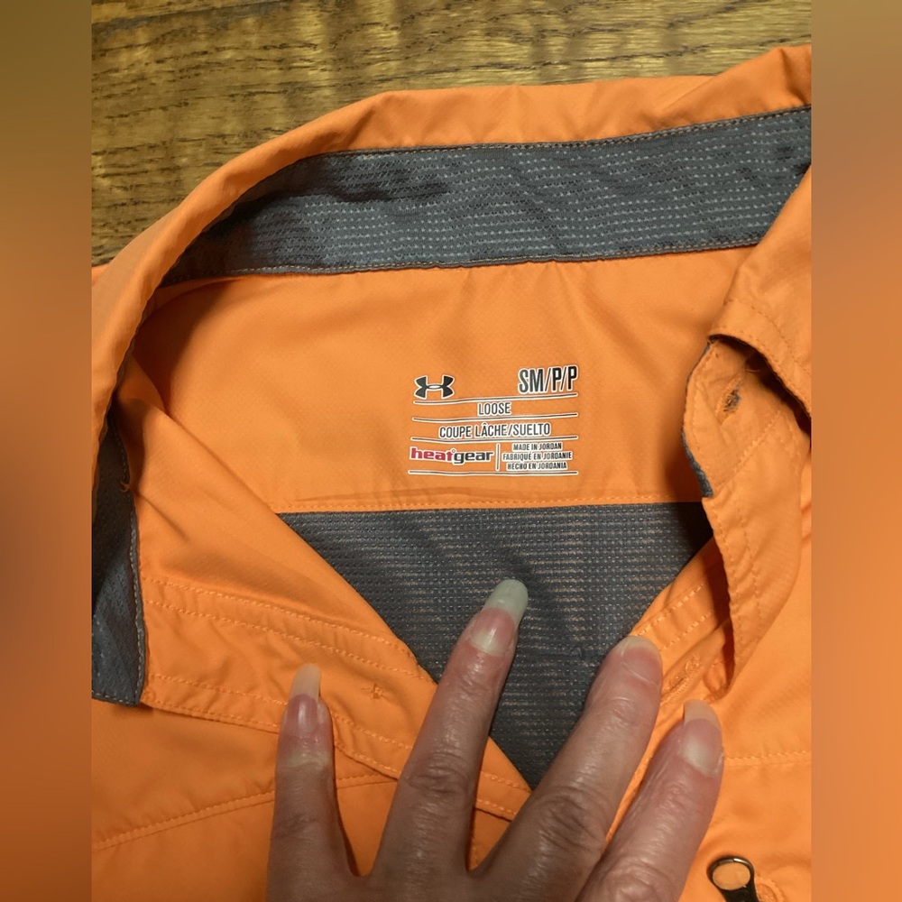 Under Armour Flats Guide outdoor shirts Orange And Dark baby blue Small - Picture 12 of 16